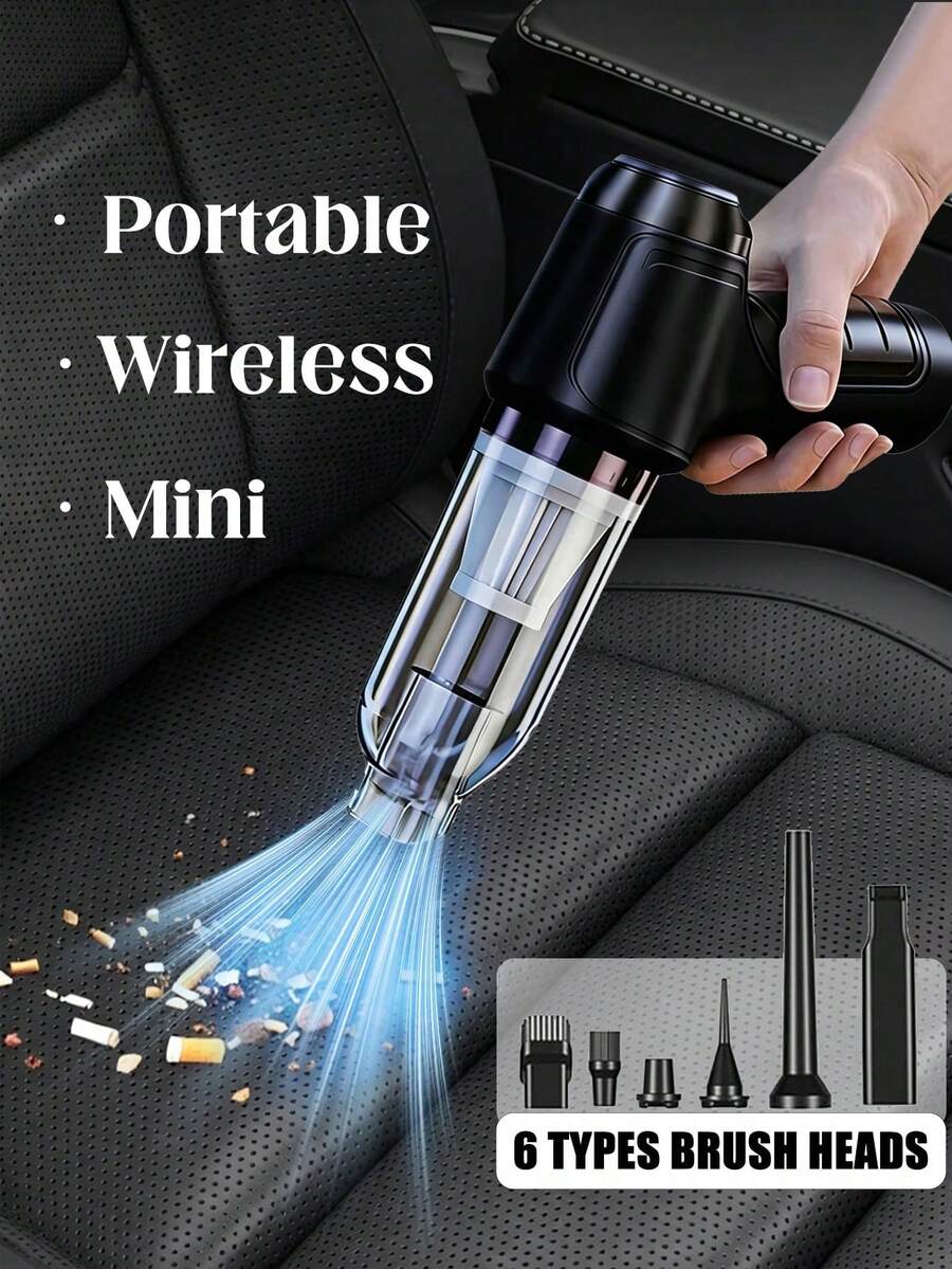 YAIUZGOO Penyedot Debu Mobil 3-in-1, Daya Hisap Kuat, Penyedot Debu Genggam Nirkabel Portabel, Cocok untuk Penggunaan Kering dan Basah, Aksesori Mobil, 2400mAh - C - View 1