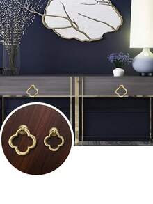 4pcs Gold Cabinet Handles, Cabinet Door Pulls, Drawer Handles, Zinc Alloy Gold Handles Suitable For Vanity, Kitchen Cabinets, Bathroom - Multicolor - View 4