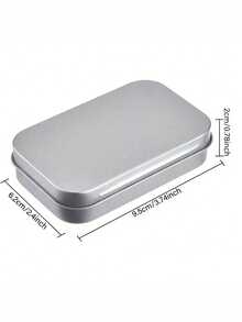 2/1pc Traditional Aluminum Storage Box With Lid, Portable Rectangular Metal Container For Organizing Small Items And Gift Cards, Flip Top, Clamshell Lid, Silver Rectangular Cigarette Box For USB Drive - Multicolor - View 4