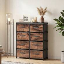 8-Drawer Dresser, Fabric Dresser With Metal Frame, For Bedroom And Living Room, Vintage Brown - Rust Brown - View 7