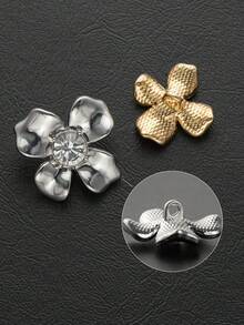 10pcs/Pack Flower Rhinestone Studded Personalized Elegant Metal Buttons, Decorative Buttons For Coats, Sweaters, Uniforms, Jackets, Suits, Cuffs, Collars, DIY Bags, Gifts, Gift Boxes, Handicrafts - Multicolor - View 8