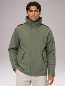 CZRLHYT Men's Long Sleeve Hooded Jacket, Convenient Zipper Closure, Minimalist Layering Style, Suitable For Daily Outings, Outdoor Sports And More Occasions - Olive Green - View 6