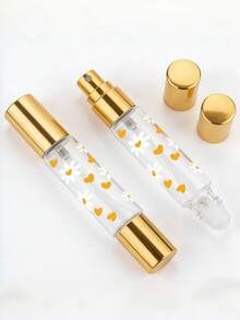 1pc 2-In-1 Dual-Head Perfume Refillable Bottle, Roller Ball + Spray Dual Function, Transparent Minimalist Printed Design, Available In Black, Silver, Gold Cap, Leak-Proof Durable Perfume Bottle, Suitable For Perfume, Cologne, Essential Oil, Essential For Work, Travel And More - Multicolor - View 4