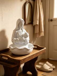 1PCVirgin Mary Holding Baby Jesus Statue Decor Tray, Creative Religious Figurine Storage Bowl, Desktop Ornament For Home Room Decor, Christian Faith Decorative Sculpture - A - View 7