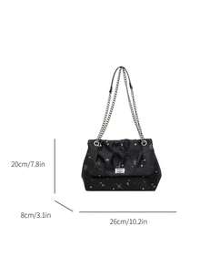 2026 Summer Fashion New Minimalist Star Niche Design Premium Commuter Personalized Chain Tote Shoulder Bag - Black - View 3