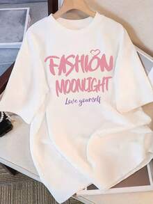 Loose Casual Thick Tee For Women, New Short Sleeve Daily Top Ideal For Autumn Outfits, Fast Local Delivery - 白色 - 查看 4