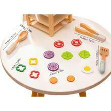 Children's Wooden Cooking Set, With Pots, Pans, Cooking Utensils, Vegetable And Food Cutting Accessories, Educational Kitchen Toy Gift For Toddlers - Multicolor - View 7