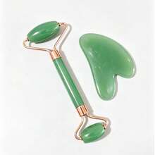 Set Alat Pijat Wajah Resin Merah Muda dengan Roller Gua Sha - MultiWarna - View 13