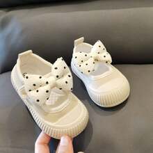 1 Pasang Sepatu Flat Mary Jane Motif Polkadot Lucu untuk Anak Perempuan, Sepatu Kanvas Ringan, Nyaman, Serbaguna, dan Anti Selip untuk Musim Semi dan Gugur - Krem - View 3