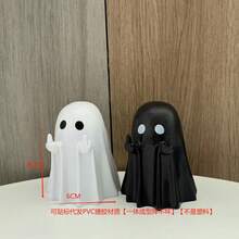 2 Stücke Halloween Geister Figuren, Schwarz-Weiß Geister Statue Dekoration, lustige gotische Geister Ornamente, geeignet für Schreibtisch, Bücherregal, Studiertisch, Spukhaus, Halloween Party, Inneneinrichtung, niedliche und gruselige Geister Motiv Accessoires, Herbst Feiertags Dekoration - mehrfarbig - Übersicht 3