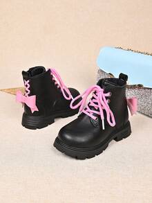 Children's Fashion New Boots With Bowknot Decoration - Black - View 5