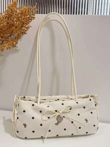 BAILEE A Stylish, Minimalist, And Cute Shoulder Bag With A Dot Pattern, A Bow-Shaped Heart Charm, Perfect For Outfits And As A Gift Option. - Multicolor - View 8