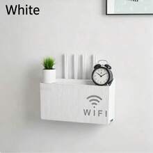 1pc No-Drill Wireless Router Storage Box - Home Cleaning Storage Gadget, Suitable For Bedroom, Living Room, Dorm, Guest Room And Game Room TV Stand, Multi-Functional No-Nail Wireless Router Bracket, Practical Storage Rack - Multicolor - View 9