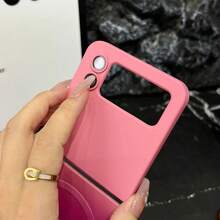 Cute Gradient Magnetic Case Compatible With Samsung Z Flip 8 For Magnetic Wireless Charging Cover For Galaxy Z Flip 7/6/5/4/3 - Pink - View 6
