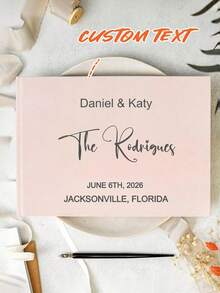 Custom Linen Wedding Guest Book, Personalized Linen Hardcover Photo Album, Photo Guest Book, Wedding Keepsake & Anniversary Commemorative Album - Multicolor - View 20