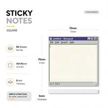 2 Packs 100 Sheets Vintage Computer Sticky Notes, Classic Old System Window Style Self-Adhesive Blank Memo Pads, Desktop Reminder Notes, Office And School Stationery Supplies - 75 X 75 mm - View 2