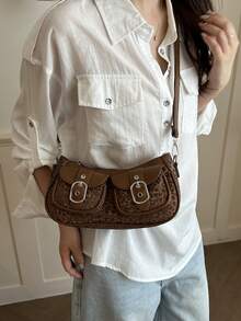 New Fashion Leopard Print Multi-Pocket Tote Shoulder Bag, Suitable For Parties, Gatherings, Outings, Vacations, Shopping And Daily Use, Can Store Coins, Phones, Also Suitable As Work Bag For White-Collar, College Students And Office Workers, Elegant Designer Bag For Women - Brown - View 3