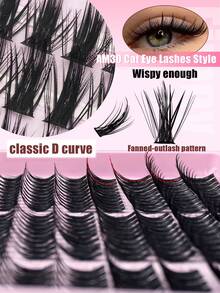Eimny 300pcs Cartoon Eyelash Cluster Set, Includes Adhesive, Sealer, Tweezers And Lash Brush, Lightweight Airy Fluffy Feel, D Curl 10-16mm Single Cluster False Eyelashes, DIY Cat Eye/Doll Eye, Suitable For Beginners, Daily Party Anime Style Lash Extensions - 彩色 - 查看 4
