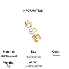 3pcs Stainless Steel Men's Ring Set, Starburst Knot Heart Combination Rings, Featuring Four-Pointed Star, Twisted Knot, Hollow Heart Elements, Exquisite Niche Korean Ins Style, Light Luxury Gold, Suitable For Men, Daily Commute, Dating, Travel, Vacation, Can Be Given As Birthday, Valentine's Day, Anniversary Fashion Gift - Ring Set - View 11