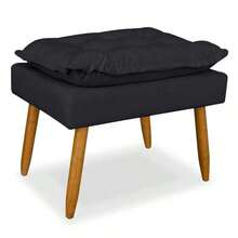 Puff Luxo Banqueta Decorativo Pés Palito Sala de Estar Recepção - Cinza - Visão 2