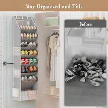 Criusia Shoe Storage Rack, Door Hanging Shoe Organizer, Large Deep Pocket Hanging Closet Shoe Storage, Suitable For Storing 5 Pairs Of Sneakers, Sandals, Boots, Gray, Hanging Shoe Organizer - Grey - View 3