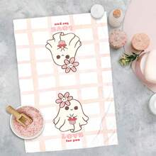 2/4/48pcs Halloween Series Pink Plaid Cute Ghost Pattern Printed Kitchen Towels - Super Soft, Highly Absorbent Polyester Tablecloths And Hand Towels, Perfect For Holiday Decor, Kitchen Decor, Party Decor. - Multicolor - View 9