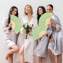 Silk Hand Fans For Wedding Party, Bridal Handheld Folding Fans, Bamboo Handheld Folding Fans, Suitable For Bridal Shower, Gift - Multicolor - View 5