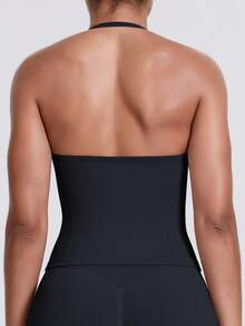 Women's Yoga Sports Bra Sleeveless Athletic Top Elastic Fitness Workout Tank Top Breathable - Black - View 8