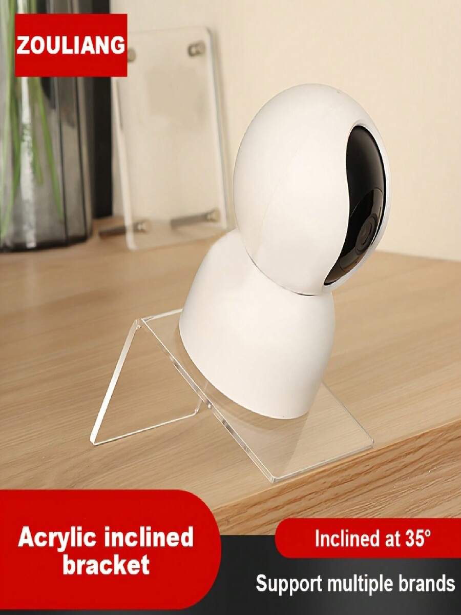 1pc/2pcs Transparent Acrylic Desktop/Wall-Mount Camera Bracket, With 1/4" Screw Interface, 35° Tilt, Suitable For Home Monitoring, Mini Cameras And Fill Lights. Easy Installation, Suitable For Indoor Use - Multi-color - View 1