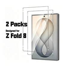 2pcs Tempered Glass Screen Protector Compatible With Samsung Galaxy Z Fold 8, Ultra Durable, 9H Hardness Anti-Shatter, Bubble-Free, Compatible With Samsung Z Fold 8 Wide Screen - Clear - View 8