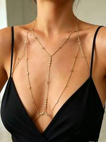 Women's Sexy Layered Criss-Cross Bikini Bra Chain Body Jewelry, Summer Beach Rhinestone Body Accessory, Suitable For Beach, Summer Festivals, Vacation - Multicolor - View 10