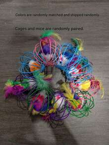 1pc~6pcs Colorful Playful Cat Mice Toys, Feather Filled Plush Mouse Toys, Slightly Chipped Paint At Hanging Point But Won't Affect Cat Playing - Multicolor - View 13