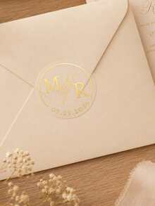 Pegatinas redondas transparentes personalizadas, etiquetas de sello de boda personalizadas, pegatinas de sobre con monograma, etiquetas personalizadas con inicial & fecha, sellos de embalaje de regalo personalizables, boda, aniversario, fiesta de cumpleaños, etiquetas para pequeños negocios - Estilo C - Ver 5
