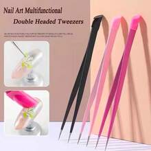 1pc/4pcs Double-Ended Nail Art Tweezers With Silicone Presser - Precise Rhinestone Application Tool, Durable And Easy-To-Use Odorless Nail Art Tool, Suitable For Nail Art Enthusiasts - Tweezers - View 4