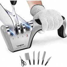 Pengasah Pisau Multifungsi 4-in-1, Pengasah Pisau Profesional 4 Slot, Perbaikan Sekali Klik untuk Pisau dan Gunting, Cepat dan Efisien, Alas Anti Selip, Cocok untuk Pisau dan Gunting Keramik dan Baja, Peralatan Dapur Penting - MultiWarna - View 2