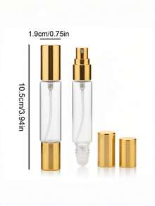2-In-1 Dual-Head Perfume Refillable Bottle, Roller Ball + Spray Dual Function, Transparent Minimalist Printed Design, Available In Black, Silver, Gold Cap, Leak-Proof And Durable, Suitable For Perfume, Cologne, Essential Oil, Essential For Work, Travel And More - Multicolor - View 9
