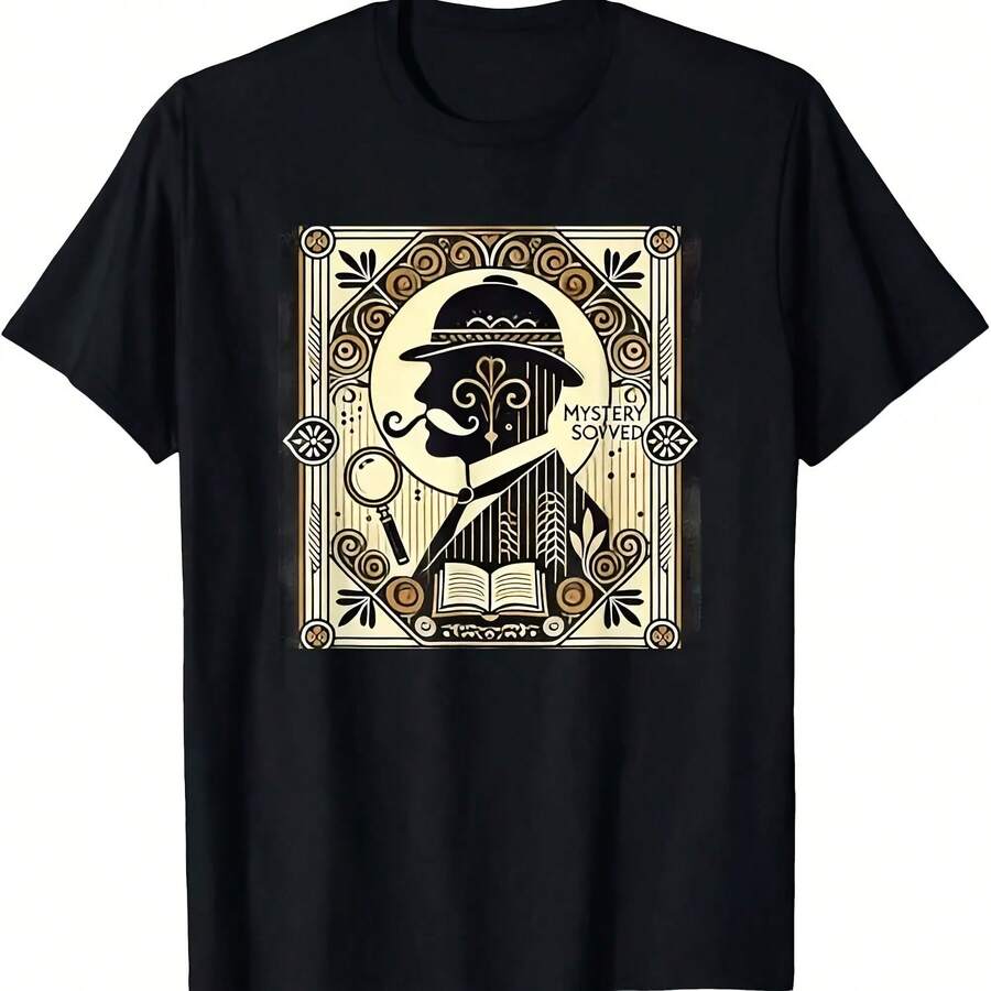 Poirot Mystery Books Vintage Detect Design T Shirt - 黑色 - 查看 1