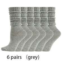 1/3/6 Pairs Women's Casual Knitted Socks, Elastic Mid-Calf Socks, Spring/Autumn Style, Pilates Socks, Yoga Socks - Multicolor - View 18