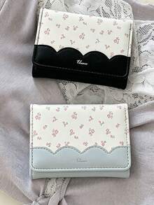 XD Minimalist Ins Style Sweet Short Multi-Function Pink Floral Wallet Coin Purse Card Holder, Mini Kids Wallet, Washable - Multiple Colors Available. Perfect Gift For Friends - Multicolor - View 8