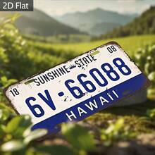 1pc 12x6 Inch Vintage Metal Wall Art Sign - Old Hawaii And Sunshine State License Plate Design, Rustic Beach Style Room Decor, Suitable For Home, Cafe, Bar, Garden (No Electricity Required) (Random Style) - A - View 6