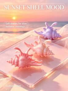 FURDANXINYI 1pc Marble Pattern Conch Shell Hair Clip, Cute 3D Conch Shell Hair Clip, Non-Slip Large Size Summer Beach Vacation Hair Accessory, Suitable For Women's Hairstyles - Multicolor - View 7