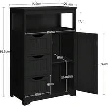 Estantería ajustable, blanca, aparador multiusos con doble organizador de almacenamiento, cocina, sala de estar, ahorro de espacio | Estantería ajustable aparador multiusos con doble organizador de almacenamiento gabinete de cocina sala de estar ahorro de espacio GD3M - Negro - Ver 3