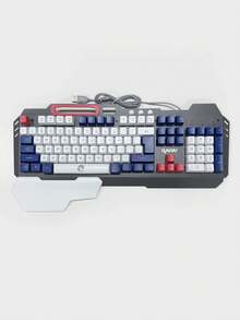 Ergonomic Wired Gaming Keyboard, Pressure Resistant Metal Frame, Removable Magnetic Hand Support, Rainbow Breathing Light, Multicolor Keycaps Desktop Keyboard With Phone Stand For Gamers Home Office Use - View 7