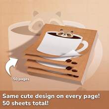 3 Packs 150 Sheets Coffee Cup Raccoon Sticky Notes, Cute Japanese Style Self-Adhesive Reminder To-Do List Pads For Students, Office And Home - 75 X 75 mm - View 3