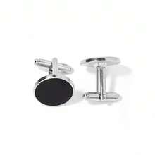 Men's Classic Cufflinks, Silver, Gold And Black Striped Round/Square/Rectangular Design, Suitable For Shirts, Suits And Other Occasions, Elegant Gift For Weddings, Grooms, Business Occasions, Father's Day And Also Ideal For Schools. - Multicolor - View 3