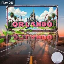 1pc, For Decorative Use Only, Outdoor Sign And Wall Decor, Orlando Park, Castle, USA, Home Decor, License Plate Style, Vacation City Sign, Great Gift For Friends And Family, Suitable For Cafe, Garage, Garden (Random Style) - A - View 7