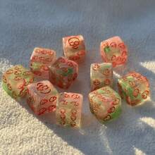 10pcs/Set Colorful Transparent Dice With Skull Pattern, Suitable For Tabletop Games, Shiny Resin Gift, Role-Playing Enhancement Equipment - Multicolor - View 6