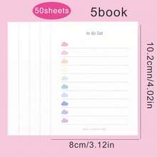 1 Paket 50 Lembar/2 Paket/3 Paket/5 Paket Kertas Tempel Awan Warna-warni, Memo, Perencana, Buku Catatan Daftar Tugas, Kertas Tempel Portabel Tanpa Perekat yang Mudah Disobek - 8*10cm - View 7
