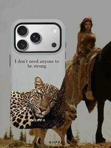GIIPPA 1pc Grey Background With Leopard And English Slogan Design, Phone 17 Pro Max Phone Case, Compatible With Phone 16 Pro Max, 15 Pro Max, 14 Pro Max, Korean Style High-End Fashion Fun Phone Case, Compatible With 11/12/13/14/15/16 Pro Max Plus, Elegant Design Suitable For Men And Women, Perfect Gift For Girlfriend On Christmas, Valentine's Day, Easter, Wedding Season And Birthday! - Grey - View 6