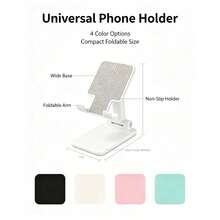 1pc Adjustable Foldable Desktop Phone Stand, Portable Multi-Functional Slouchy Phone Holder, Suitable For Live Streaming, Online Classes And Video Watching, Universal Height And Angle Adjustable Smartphone Stand - A - View 3